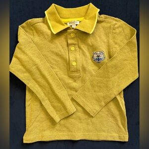 Kenzo Kids Long-Sleeve Polo Shirt in Mustard Yellow 5A
